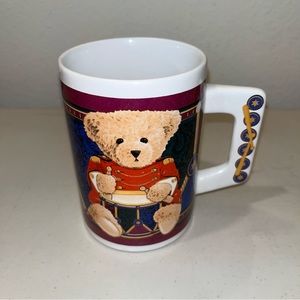 Vtg Houston Foods Christmas Teddy Bear Drummer Coffee Tea Mug 1995 Holiday Mug